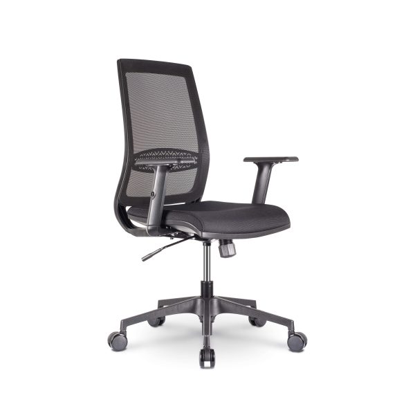 Silla Ergonómica Zuhe Negra Mepal Carvajal Espacios Vista Lateral Frontal